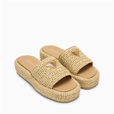 prada rafia slides|prada raffia platform sandals.